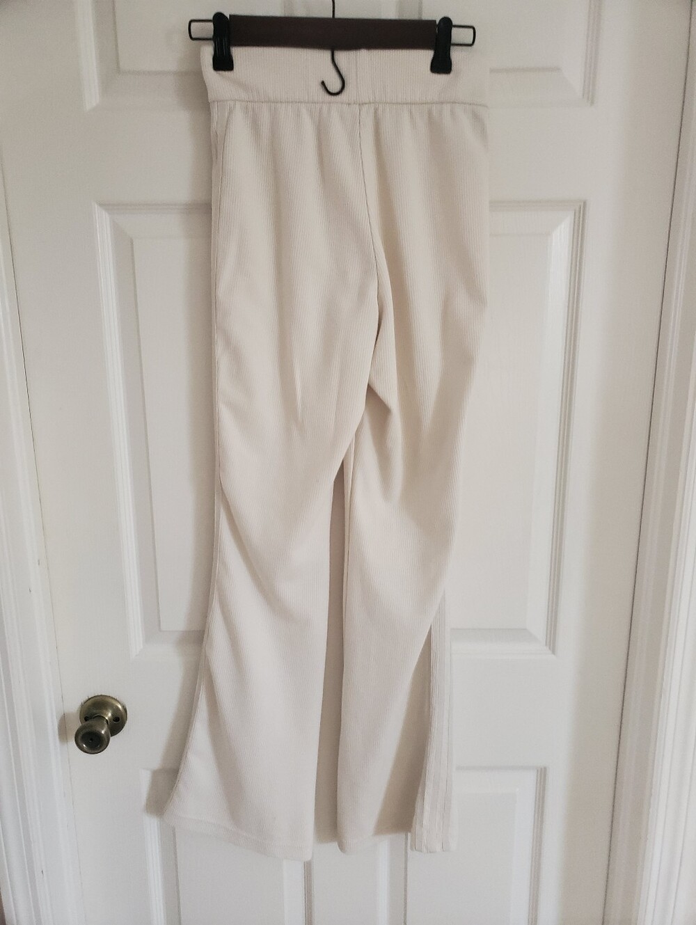 ADIDAS Ivory Ribbed Flared Pants - Picture 6 of 7